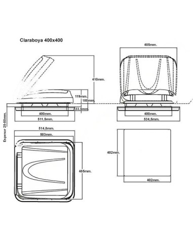 Claraboya 40x40 con oscurecedor y mosquitera