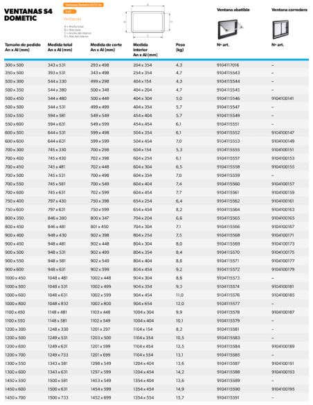 Ventana corredera DOMETIC Seitc S4 ( Medidas a escoger)