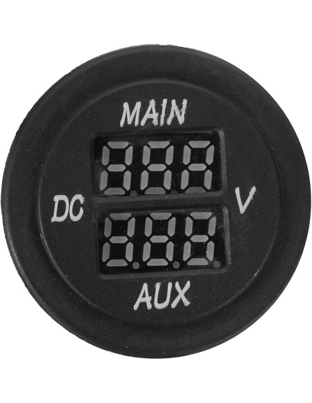 Doble voltímetro digital 12V redondo para batería de arranque y servicio