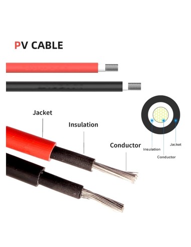 Cable solar fotovoltaico H1Z2Z2-K 6 mm² rojo o...