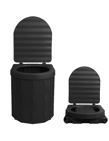 Inodoro plegable mini negro portátil para camper, camping y emergencia