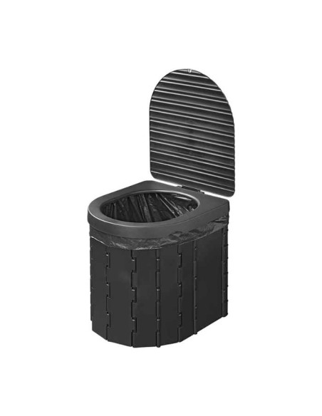 Inodoro plegable mini negro portátil para camper, camping y emergencia