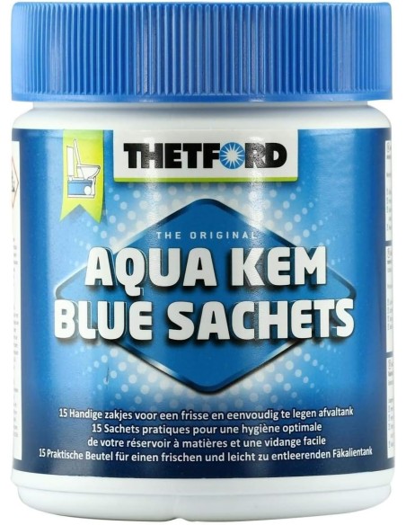Aqua Kem Blue Sachets – Aditivo WC en monodosis para cassette y WC portátil (15 uds)