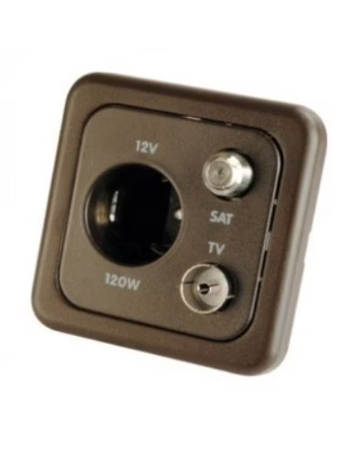 Toma 12V + Antena TV y SAT con Marco Antracita