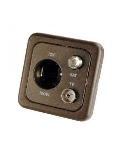 Toma 12V + Antena TV y SAT con Marco Antracita